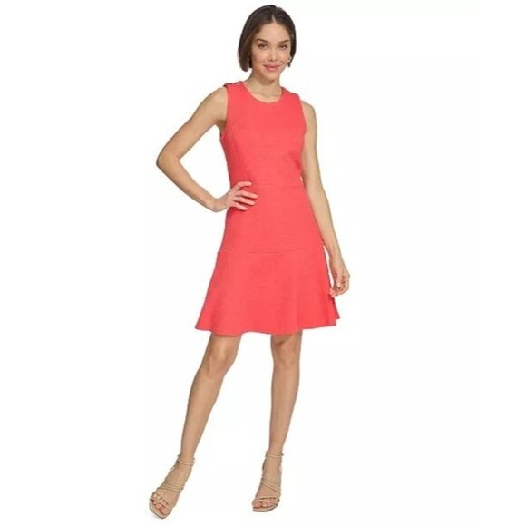 119$ Tommy Hilfiger Button-Shoulder Jacquard Mini Cocktail Dress Size 6 Pink - Picture 1 of 1